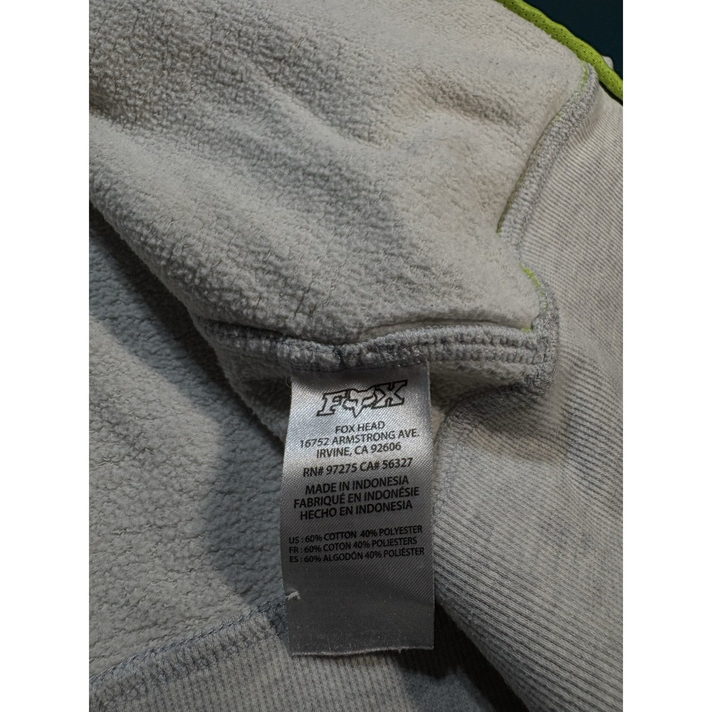 Vintage Fox Racing Hoodie Sweatshirt Womens Large Gray Neon Green Y2K Full Zip - Picture 10 of 12